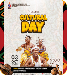 ‘Cultural Day’ poster for a school, with traditional dancers in costume and the date and time